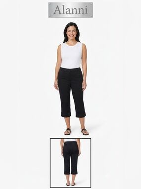 Alanni Casual Black Cuffed Capri Stretch Pants 12
